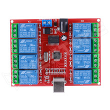 RELC-8CH-12V-USB / 8 csatornás relé modul, 12V, USB vezérlés