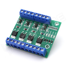 PWMMOS-4 / MOSFET modul, optocsatolós PWM bemenet, LED visszajelző, 4 csatorna, vezérlés: 3...20V DC, kimenet: 3.7...27V DC, 10A