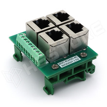 BDC-RJ45D-4C / DIY 4 portos RJ45 elosztó KIT, sorkapcsos kivezetéssel, árnyékolással, DIN sínre