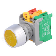 LBF22-1-O-C-Y / Nyomógomb, 1 stabil pozíció, NC + NO, 230V AC, 3A, 22mm, sárga, IP65 (LBF22-1-O/C-Y / AUSPICIOUS)