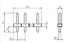 KHM 5 / 24 180° ( STL 130/24-5.0 ) / Tüskesor, egyenes, RM=5mm (TB-5.0-PIN-24)