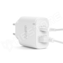 55047WH / Hálózati Adapter USB + Type-C PD20W gyorstöltéssel - fehér, Delight (55047WH / DELIGHT)