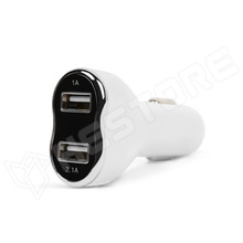 55054WH / Autós szivargyújtó adapter - 2 x USB, 5V/2.1A, 5V/1A, fehér (MNC)