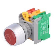 LBF22-1-O-C-R / Nyomógomb, 1 stabil pozíció, NC + NO, 230V AC, 3A, 22mm, piros, IP65 (LBF22-1-O/C-R / AUSPICIOUS)