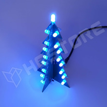 CHRTREE-BL / Világító 3D karácsonyfa KIT (építőkészlet), 5V DC, micro USB, kék LED