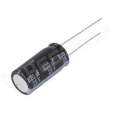 EEUFR1E821 / Kondenzátor, elektrolit, 820µF, 25V DC, 5mm, Ø10x20mm, -40...105°C (EEUFR1E821 / PANASONIC)