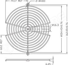 FG 17B / 172x151mm ventilátor védőrács, fém (TQSolution)