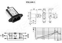 FIL2680-3 / Zavarszűrő,  PAN aljzat, 250V/3A